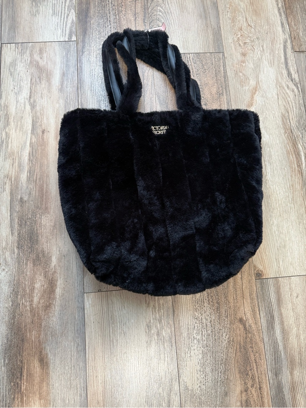 Victoria's Secret Black Faux Fur Tote